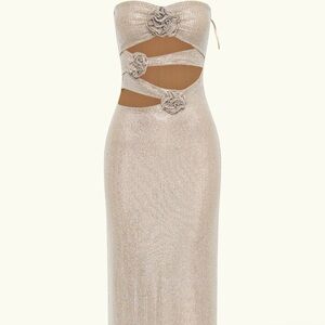 Gold Embellished Cut Out Maxi Dress
